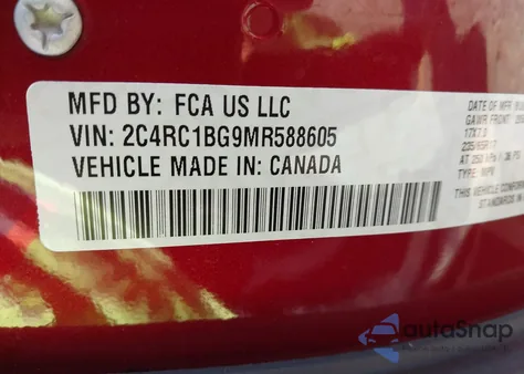 2021 Chrysler Pacifica Touring L из США, поврежденный, VIN 2C4RC1BG9MR588605